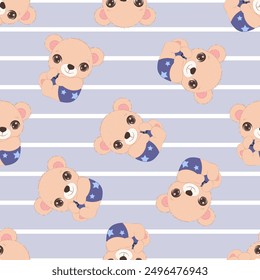 Cute baby animals seamless pattern