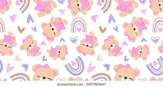 Cute baby animals seamless pattern
