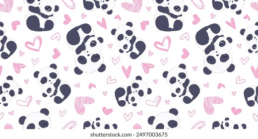 Cute baby animals seamless pattern