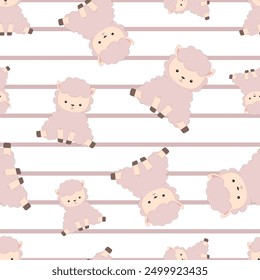 Cute baby animals seamless pattern