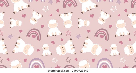 Cute baby animals seamless pattern