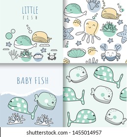 cute baby animals seamless pattern,for fabrics, textiles, children's wear, wrapping paper,vector illustration