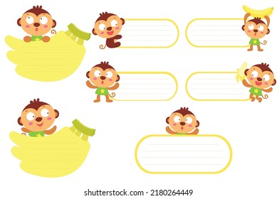 Cute baby animals sticker with label name cartoon, tag name animal.