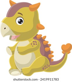 Cute baby ankylosaurus dinosaur cartoon sitting