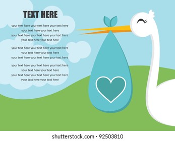 cute baby announcement card. vector illustration