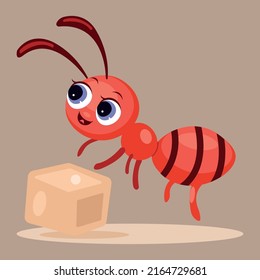 Cute Baby Ant Carrying A Sugar Cube