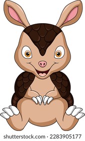 Cute baby armadillo cartoon sitting