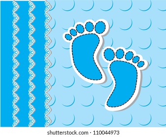 Cute baby arrival card with footprint/Vector illustration