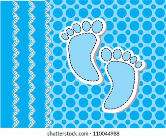 Cute baby arrival card with footprint/Vector illustration