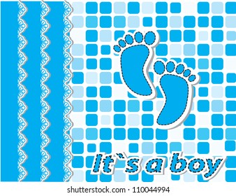 Cute baby arrival card with footprint/Vector illustration