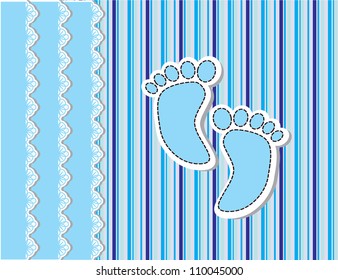 Cute baby arrival card with footprint/Vector illustration