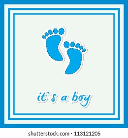 Cute baby arrival card with footprint/Vector illustration