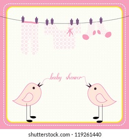 Cute baby arrival card/ Vector illustration