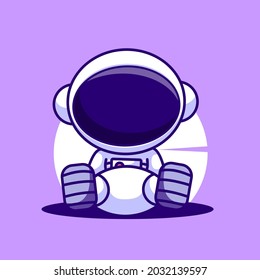 Cute baby astronaut mascot illustration vector icon. flat cartoon concept