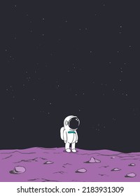 Cute baby astronaut stands alone