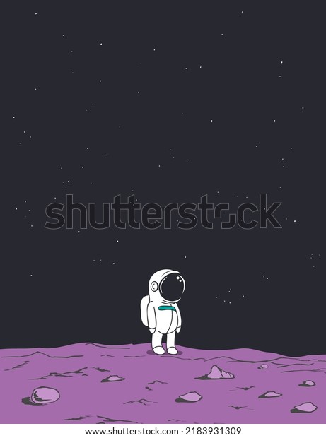 Cute baby astronaut stands\
alone