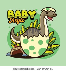 Cute baby Asylosaurus Dinosaur Character Mascot in Vector Cartoon Illustration