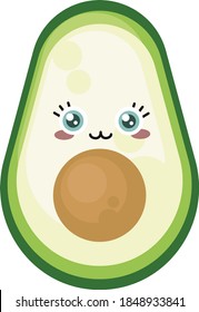 Cute baby avocado, illustration, vector on white background