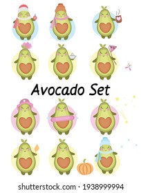 Cute baby avocado set vector