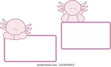 cute baby axolotl cartoon banner empty copy space pack collection in vector format