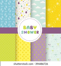 Cute Baby Background. Colorful Seamless Pattern. Vector.