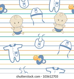 Cute baby background, seamless pattern, vector
