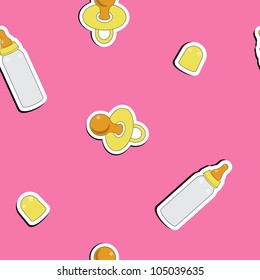 Cute baby background, seamless pattern, vector