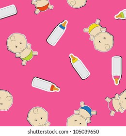 Cute baby background, seamless pattern, vector