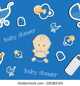 Cute baby background, seamless pattern, vector