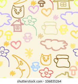 Cute baby background, seamless pattern, vector.