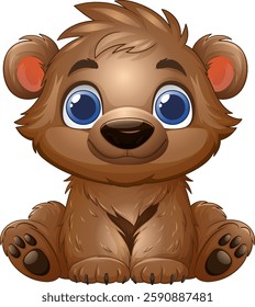 Cute baby bear with big blue eyes