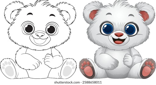 Cute baby bear with big eyes and smile