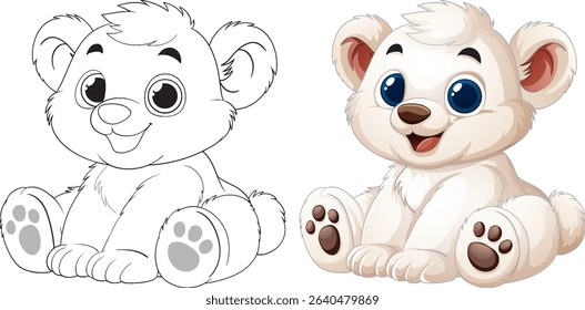 Cute baby bear with big eyes and paws