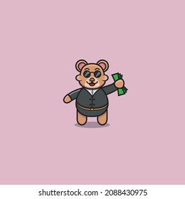 Cute Baby Bear Businessman and Wearing eyeglass. Character, Logo, Icon, Cartoon And Inspiration Design. Vector And Illustration.