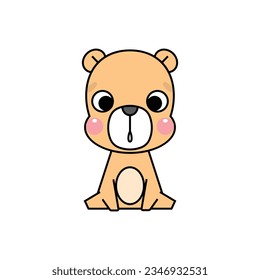 Cute baby bear cartoon character isolated on white background. Vector illustration.