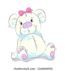 Cute baby bear cartoon hand drawn vector illustration. Can be used for baby t-shirt print, fashion print design, children wear, baby shower celebration, greeting and invitation card.
