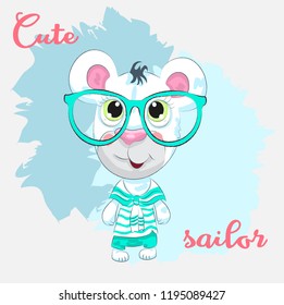 Cute baby bear cartoon hand drawn vector illustration. Can be used for baby t-shirt print, fashion print design, children wear, baby shower celebration, greeting and invitation card.