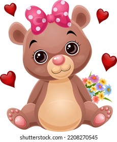 Cute baby bear cartoon sitting
