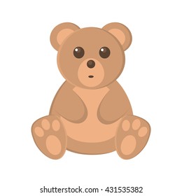 Cute baby bear cartoon vector illustration. Brown bear cartoon toy character vector illustration and wild bear nature zoo mammal bear. Cartoon bear kid toy. Wildlife bear animal.