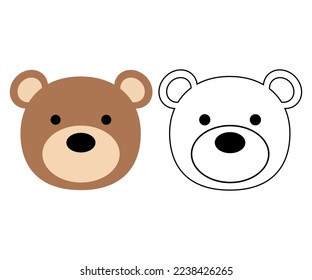 cute baby bear face head cartoon vector isolated illustration 