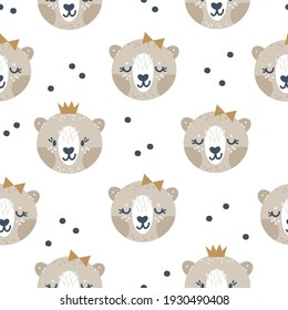 El oso panda lindo se enfrenta a un patrón ininterrumpido. Textura para niños de tela, envoltura, textil, papel pintado, prendas de vestir, ducha de bebé y decoración de vivero.