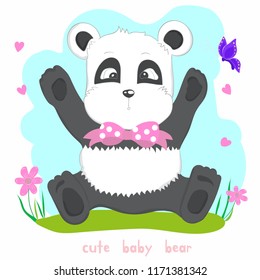The cute baby bear. Hand drawn cartoon style