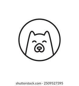 cute baby bear head in circle cartoon line logo design vector