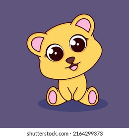 Cute baby bear icon illustration.flat cartoon style