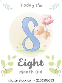 Cute baby Bear, Baby Milestone Cards Cute Animals