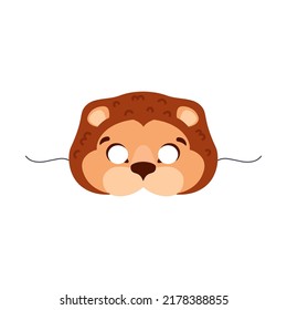 Cute baby bear party or carnival mask in shape of goggles or half mask, flat cartoon vector illustration isolated on white background. Festive party mask for carnival.
