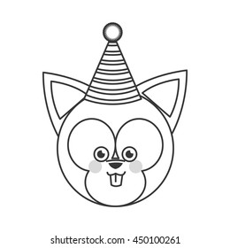 cute baby bear party hat isolated vector illustration