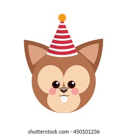cute baby bear party hat isolated vector illustration