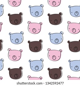 Cute baby bear pattern hand drawn style