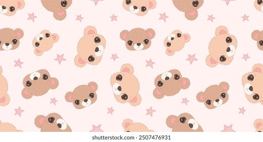 Cute baby bear seamless pattern, wallpaper, seamlessly